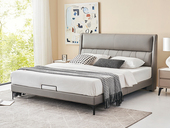 左右沙发 极简风格 贴贴真皮床 柔韧细腻进口头层牛皮 包耳怀抱式床屏 分段靠背舒适承托 结实稳固松木框架 1.8*2.0米床（此产品有短途物流费）