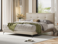 歌迪【热门推荐】极简风格 细腻柔韧仿真皮 0靠墙设计 极致省空间 告别拥挤感 高密度海绵饱满有型软弹释压+5A级俄罗斯落叶松实木框架 卡其色普通款 1.5*2.0米齐边床（搭配10公分松木排骨架）