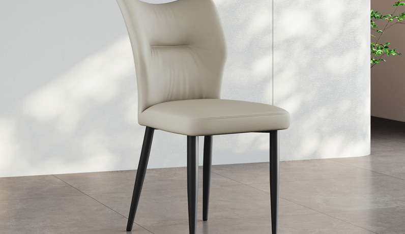 歌迪 极简风格 舒适柔软猫抓皮 柔软海绵填充 工学舒适靠背 高强稳固碳素钢脚 米灰色 餐椅（单把价格 需双数购买 单数不发货）