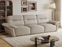 歌迪 现代简约 细腻柔韧仿真皮 折叠厚实扶手可搭可枕 饱满软弹坐包绵柔包裹 分段式高靠背贴合身体舒缓压力 肩颈舒适倚靠 腰部柔弾承托 高密度舒弹海绵温和支撑 俄罗斯落叶实木框架 四人位直排沙发