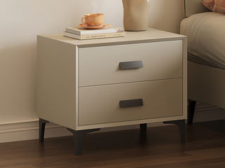  极简风格 扪皮+全实木柜体 床头柜