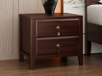 云柚居 新中式 致密无瑕 温润如画 高品级进口乌金木 五金装饰 床头柜