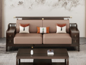 乌木雅集 新中式 传家之选 进口乌金木+猫抓皮+高密度回弹海绵 多功能储物 乌金色 三人位沙发（抱枕随机发货）（底板为整体不可拆 下单前需确认电梯和楼梯尺寸）