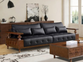 梵木悦语 中古风 进口红斑马 细腻柔软生态仿真皮 蓬松羽绒舒适靠感 高弹饱满海绵 四人位直排沙发