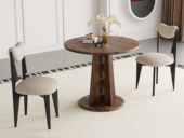 梵木悦语 中古风 进口红斑马 棋盘格十字交叉腿稳固承重 安心圆弧边缘防磕碰 0.9米 餐桌