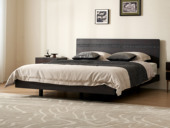 汉森庄园 英伦风 进口实木微雕工艺锻打锤纹肌理 设计感深浅光影变化 厚实大板床头不规则浮雕纹理 1.8*2.0米 实木床（搭配满铺燕尾油漆床板）