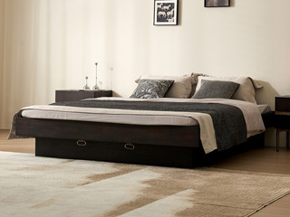  英伦风 创意无床头设计 小空间无拘束 进口实木微雕工艺 大容量高箱储物 高级全悬浮支撑杆1.8*2.0米 实木高箱床（搭配满铺燕尾油漆床板）