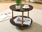 汉森庄园 英伦风 进口实木微雕工艺 设计感深浅光影变化 宽阔双层桌面随心置物 圆润边角防磕碰 阿尔贝托雕塑金属高脚 角几