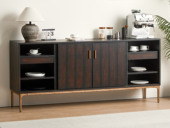 汉森庄园 英伦风 进口实木微雕工艺 设计感深浅光影变化 大容量多元化储物空间 阿尔贝托雕塑金属高脚 2.0米 餐边柜