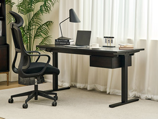  英伦风 电动升降功能书桌 进口实木微雕工艺 设计感深浅光影变化 一键升降自由调整高度 适配多元化 1.6米 书桌