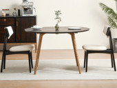 汉森庄园 英伦风 进口实木微雕工艺 设计感深浅光影变化 宽阔桌面随心置物 圆润边角防磕碰 阿尔贝托雕塑金属高脚 1.2米 餐桌