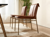 汉森庄园 英伦风 实心金属锻打锤纹肌理 结实稳固 细腻顺滑油蜡仿真皮 镂空靠背舒适透气 餐椅（单把价格 需双数购买 单数不发货）