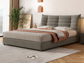 罗曼仕 现代简约 奶油系慵懒风-毛毛虫软床 猫抓布+高密度海绵+实木框架 灰咖色 1.8*2.0米床（搭配10公分松木排骨架）