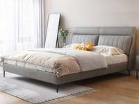 罗曼仕 现代简约 奶油风 纳米科技布+高密度海绵+实木框架 浅灰色 1.5*2.0米床（搭配10公分松木排骨架）