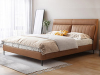 罗曼仕 现代简约 奶油风 纳米科技布+高密度海绵+实木框架 槟榔棕 1.8*2.0米床（搭配10公分松木排骨架）