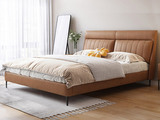 罗曼仕 现代简约 奶油风 仿真皮+高密度海绵+实木框架 槟榔棕 1.8*2.0米床（搭配10公分松木排骨架 图片为布艺，此配置为仿真皮）