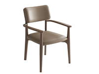 一方茶居 新中式 客椅 深胡桃色白蜡木实木框架 优质西皮靠背座包 茶椅