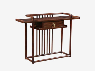  新中式 进口乌金木 纹理自然温润 格栅式设计 带抽屉便捷储物 装饰围边防掉落 黑檀色 1.25米 玄关