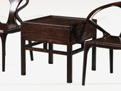 檀影轩 新中式 实木棋盘几 进口乌金木 纹理自然温润 独特棋盘几面 稳固实木脚 黑檀色 角几