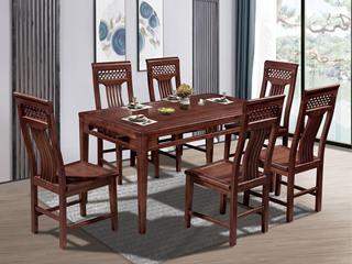  新中式 进口乌金木 纹理自然温润 大板桌面随心置物 厚实框架方正美学 黑檀色 餐桌