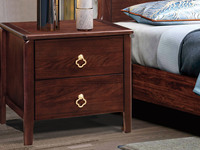 檀影轩 新中式 进口乌金木 纹理自然温润 经典双抽设计 精致梅花环五金拉手点缀 床头柜