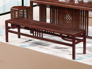  新中式 进口乌金木 纹理自然温润 实木大板直拼 稳固不摇晃 长条凳