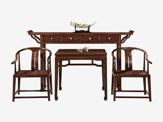  新中式 进口乌金木 纹理自然温润 传统飞檐桌角 2.4米 玄关