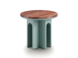  极简风格 天然红洞石 纹理细腻 传统拱门造型 优质亮光烤漆 边几（天然石材，纹理随机）