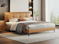 歌迪【热门推荐】极简风格 细腻柔韧仿真皮 0靠墙设计 极致省空间 告别拥挤感 高密度海绵饱满有型软弹释压+5A级俄罗斯落叶松实木框架 暮光橙普通款 1.5*2.0米齐边床（搭配10公分松木排骨架）