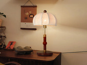 【包邮】格美灯饰 宋式美学风格 白蜡木+铝材+布艺灯罩 客厅卧室中古系列 实木LT8005-胡桃-三色 胡桃木色 台灯(含光源 E27)（内蒙古，新疆，西藏，青海，甘肃、宁夏等地区不包邮 运费请咨询客服)