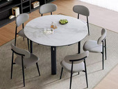 天禧派 顾家家居旗下轻时尚品牌 极简风格 亲肤高质感皮艺 弧形软包靠背 舒适高弹海绵 加粗外八碳素钢高腿 高强承重 夜光黑 餐椅（单把价格 需双数购买 单数不发货）