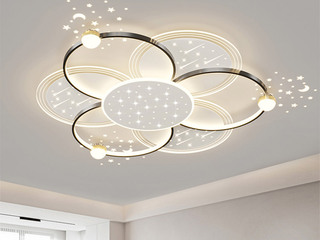 【包邮】 现代简约 铁+亚克力 客厅卧室系列 全屋套餐XY0295黑-两室一厅-三色变光 黑色 两室一厅(含光源 LED贴片)（内蒙古，新疆，西藏，青海，甘肃、宁夏等地区不包邮 运费请咨询客服）