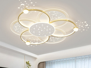 【包邮】 现代简约 铁+亚克力 客厅卧室系列 全屋套餐XY0295金-两室两厅-离线语音+遥控 金色 两室两厅(含光源 LED贴片)（内蒙古，新疆，西藏，青海，甘肃、宁夏等地区不包邮 运费请咨询客服）