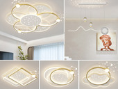 【包邮】格美灯饰 现代简约 铁+亚克力 客厅卧室系列 全屋套餐XY0295金-三室两厅-三色变光 金色 三室两厅(含光源 LED贴片)（内蒙古，新疆，西藏，青海，甘肃、宁夏等地区不包邮 运费请咨询客服）