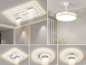 【包邮】格美灯饰 现代简约 铁+亚克力 客厅卧室系列 全屋套餐XY0263白-三室两厅-三色变光 白色 三室两厅(含光源 LED贴片)（内蒙古，新疆，西藏，青海，甘肃、宁夏等地区不包邮 运费请咨询客服）