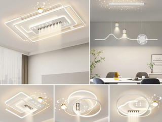 【包邮】 现代简约 铁+亚克力 客厅卧室系列 全屋套餐XY0243白-三室两厅-离线语音+遥控 白色 三室两厅(含光源 LED贴片)（内蒙古，新疆，西藏，青海，甘肃、宁夏等地区不包邮 运费请咨询客服）