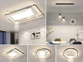 【包邮】格美灯饰 现代简约 铁+亚克力 客厅卧室系列 全屋套餐XY0241黑-三室两厅-三色变光 黑色 三室两厅(含光源 LED贴片)（内蒙古，新疆，西藏，青海，甘肃、宁夏等地区不包邮 运费请咨询客服）