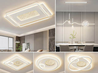 【包邮】 现代简约 铁+亚克力 客厅卧室系列 全屋套餐XY0219白-三室两厅-三色变光 白色 三室两厅(含光源 LED贴片)（内蒙古，新疆，西藏，青海，甘肃、宁夏等地区不包邮 运费请咨询客服）