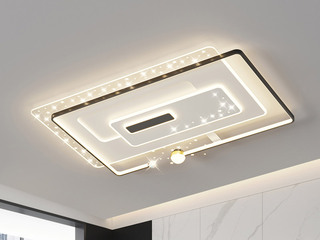 【包邮】 现代简约 铁+亚克力 客厅卧室系列 全屋套餐XY0210黑-两室一厅-三色变光 黑色 两室一厅(含光源 LED贴片)（内蒙古，新疆，西藏，青海，甘肃、宁夏等地区不包邮 运费请咨询客服）