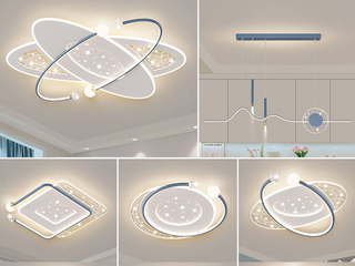 【包邮】 现代简约 铁+亚克力 客厅卧室系列 全屋套餐XY0203蓝-三室两厅-离线语音+遥控 蓝色 三室两厅(含光源 LED贴片)（内蒙古，新疆，西藏，青海，甘肃、宁夏等地区不包邮 运费请咨询客服）