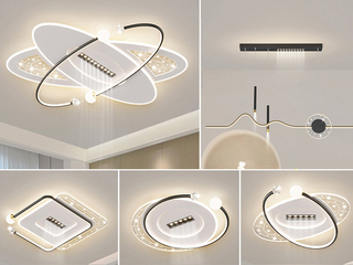 【包邮】 现代简约 铁+亚克力 客厅卧室系列 全屋套餐XY0199黑-三室两厅-离线语音+遥控 黑色 三室两厅(含光源 LED贴片)（内蒙古，新疆，西藏，青海，甘肃、宁夏等地区不包邮 运费请咨询客服）