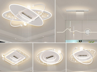 【包邮】 现代简约 铁+亚克力 客厅卧室系列 全屋套餐XY0199白-三室两厅-离线语音+遥控 白色 三室两厅(含光源 LED贴片)（内蒙古，新疆，西藏，青海，甘肃、宁夏等地区不包邮 运费请咨询客服）