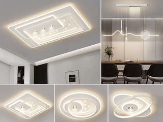 【包邮】 现代简约 铁+亚克力 客厅卧室系列 全屋套餐XY0193白-三室两厅-离线语音+遥控 白色 三室两厅(含光源 LED贴片)（内蒙古，新疆，西藏，青海，甘肃、宁夏等地区不包邮 运费请咨询客服）