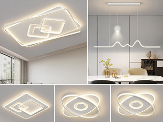 【包邮】 现代简约 铁+亚克力 客厅卧室系列 全屋套餐XY0180白-三室两厅-三色变光 白色 三室两厅(含光源 LED贴片)（内蒙古，新疆，西藏，青海，甘肃、宁夏等地区不包邮 运费请咨询客服）