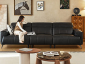 天禧派 顾家家居旗下轻时尚品牌 极简风格 贝多芬真皮沙发 严选奢华质感头层牛皮 饱满起伏钢琴键靠背造型 翻折靠头设计躺卧随心 宽厚扶手自然承托 直排沙发 小四人位沙发