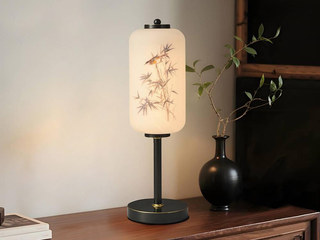 【包邮】 宋式美学 卧室、客厅、书房 铜材+玻璃 黑色 FDW-YML25008 台灯 暖光(含光源 20W)（内蒙古，新疆，西藏，青海，甘肃、宁夏等地区不包邮 运费请咨询客服）