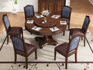  经典美式风格 高品级南美进口黑胡桃木 细腻头层牛皮 铆钉沿边点缀 高回弹高密度海绵 餐椅（单把价格 需双数购买 单数不发货）