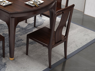  新中式 进口乌金木 曲线靠背舒适有型 红檀色 餐椅（单把价格 需双数购买 单数不发货）