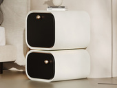 Milantti 米兰蒂 极简风格 超窄旋转床头柜 小户型优选 优质钢琴烤漆 经典黑白配色 360°趣味旋转置物 床头柜