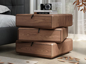 Milantti 米兰蒂 极简风格 创意小型三斗柜 简约造型360°可旋转 纹理清晰胡桃木皮 高质托底缓冲导轨 浅胡桃 床头柜